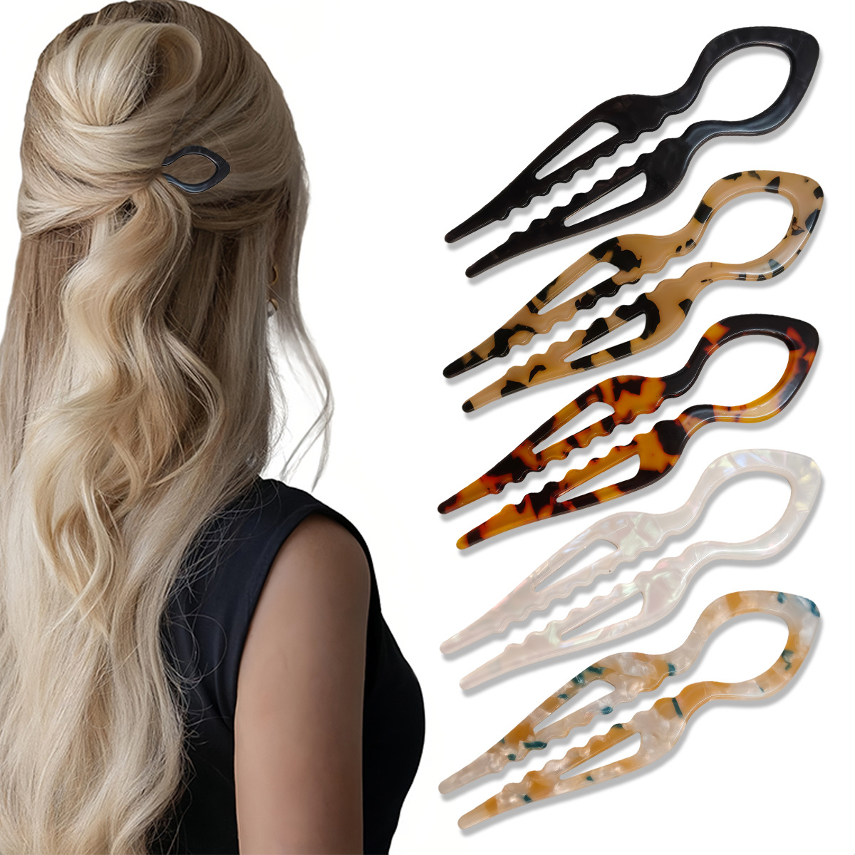 Women Accessories On Sale - U-Shaped Hair Sticks Tortoiseshell Acrylic Anti-Slip