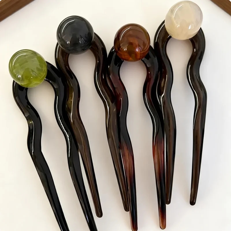 Women Accessories On Sale - Fashion Colored Pearl U-Shaped Hair Sticks