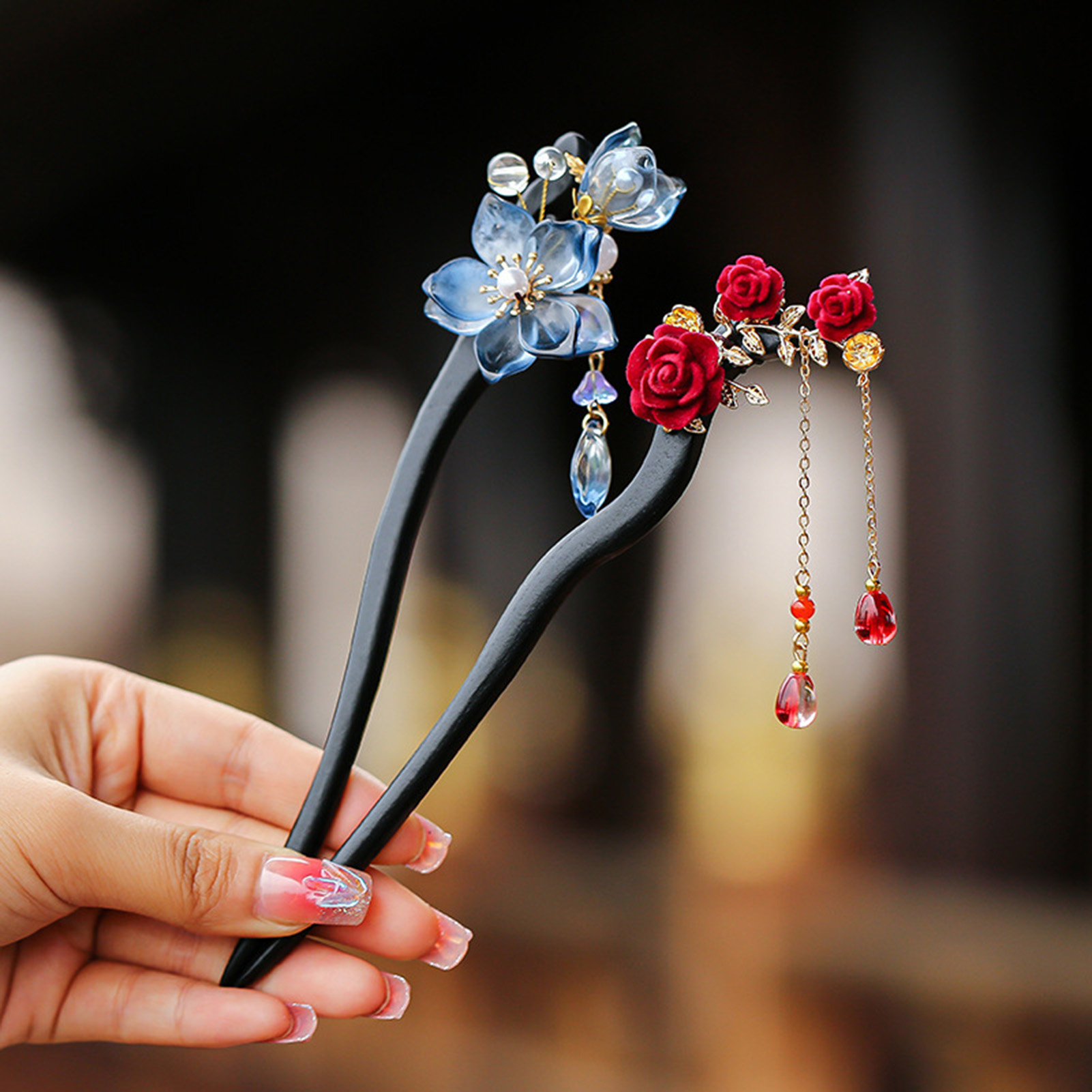 Women Accessories On Sale - Chinese Style Flower Tassel Hairpin Vintage