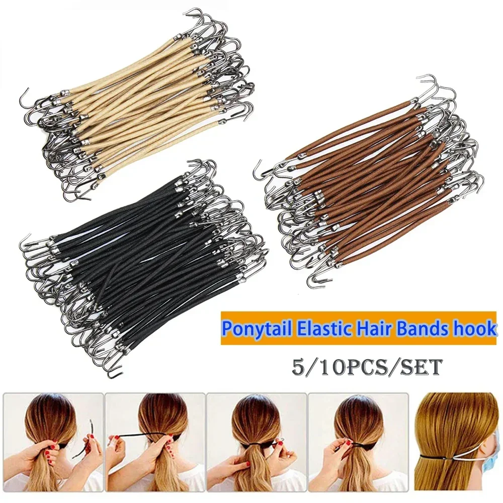 Women Accessories Combo - 5/10PCS Ponytail Rubber Elastic Hook Hair