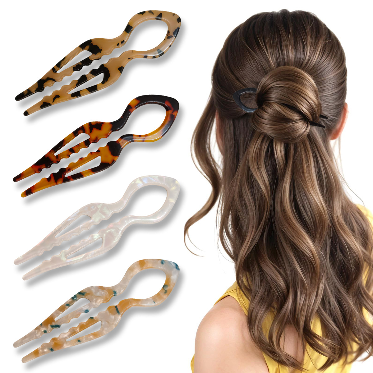 U-Shaped Hair Sticks Tortoises - Women Accessories On Sale recension och pris