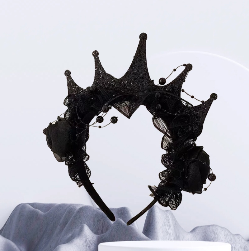 Gothic Black Rose Lace Crown H - Women'S Victorian Accessories recension och pris
