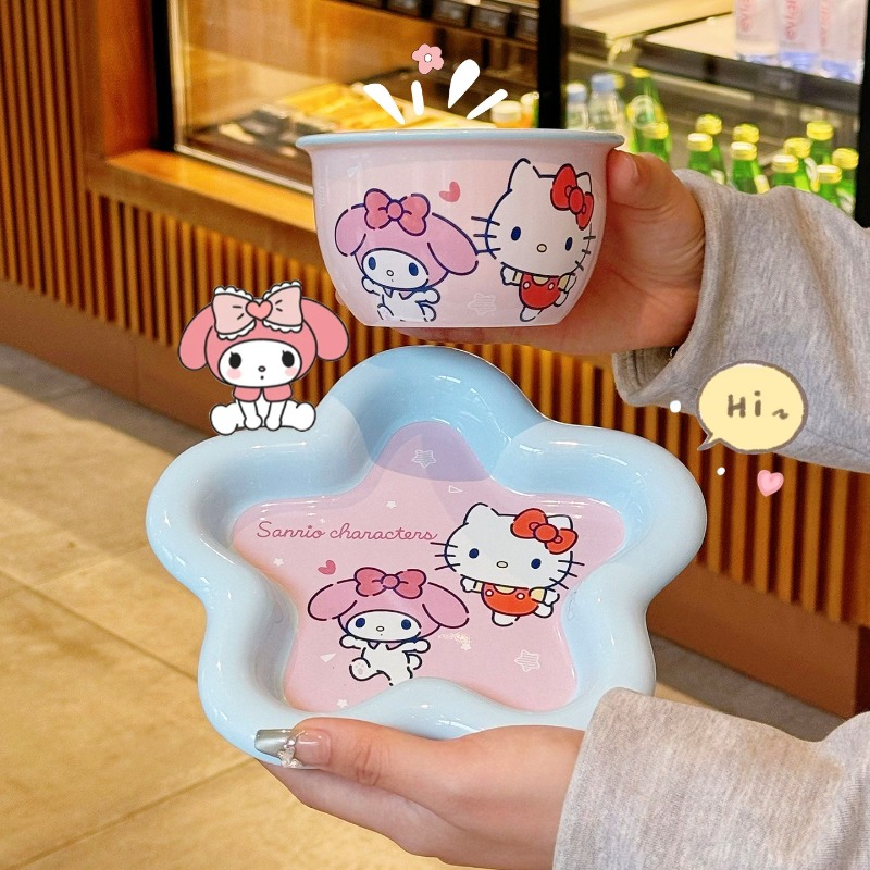 Cartoon Cat Print Ceramic Dinn - Women Accessories Combo recension och pris
