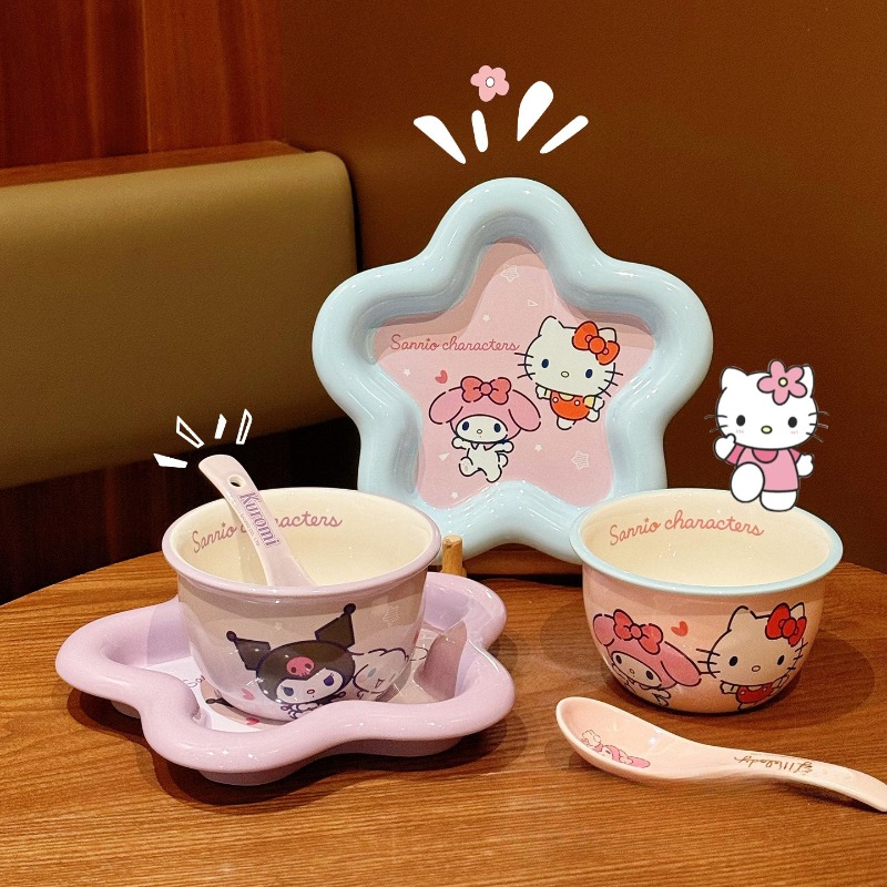 Cartoon Cat Print Ceramic Dinn - Women Accessories Combo recension och pris