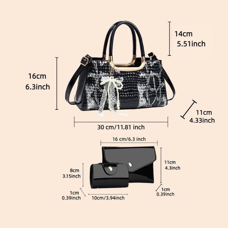 Women's Handbag Set, Crocodile - Women Accessories Bag recension och pris